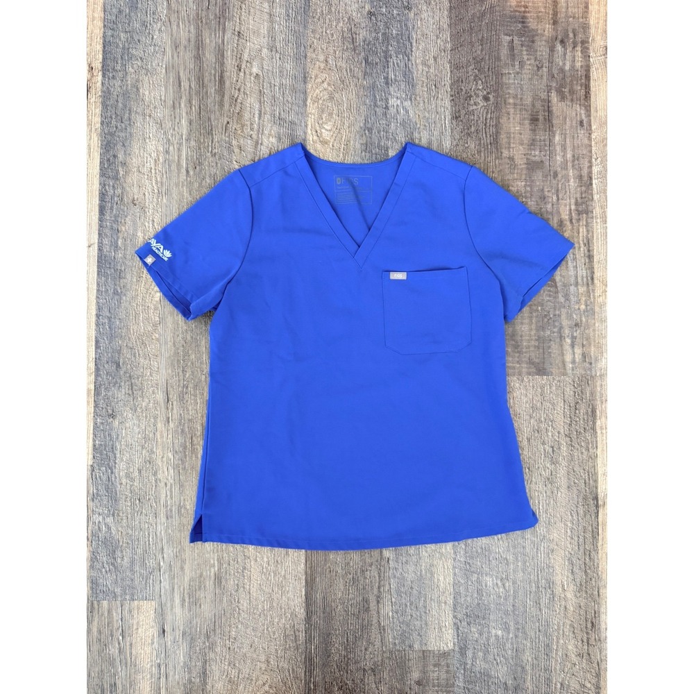 FIGS Casma V-Neck Scrub Top Royal Blue Large Aya Healthcare Logo FW1000